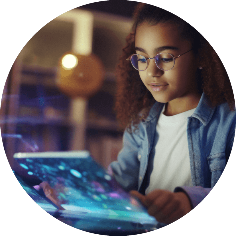 Young girl learning with tablet